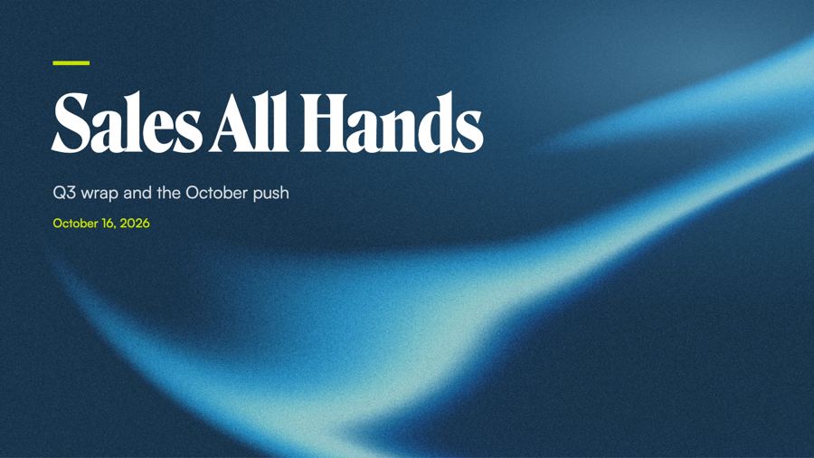 The title slide of a Sales All Hands deck
