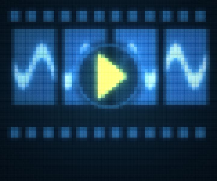 A film strip with a play control
